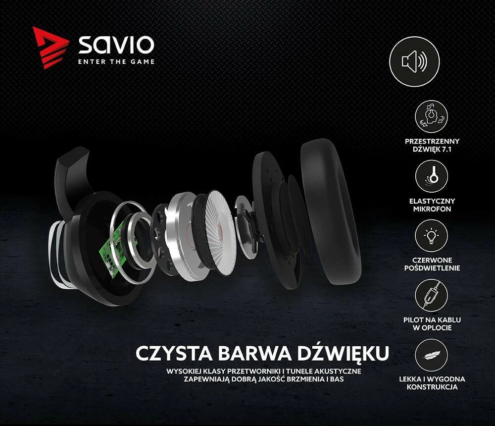 Kufje gaming Savio Vertigo me mikrofon, Surround 7.1, USB, të zeza Kufje gaming Savio Vertigo me mikrofon, Surround 7.1, USB, të zeza