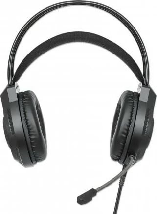 Kufje gaming MANHATTAN RGB LED, USB, over-ear, me mikrofon, e zezë