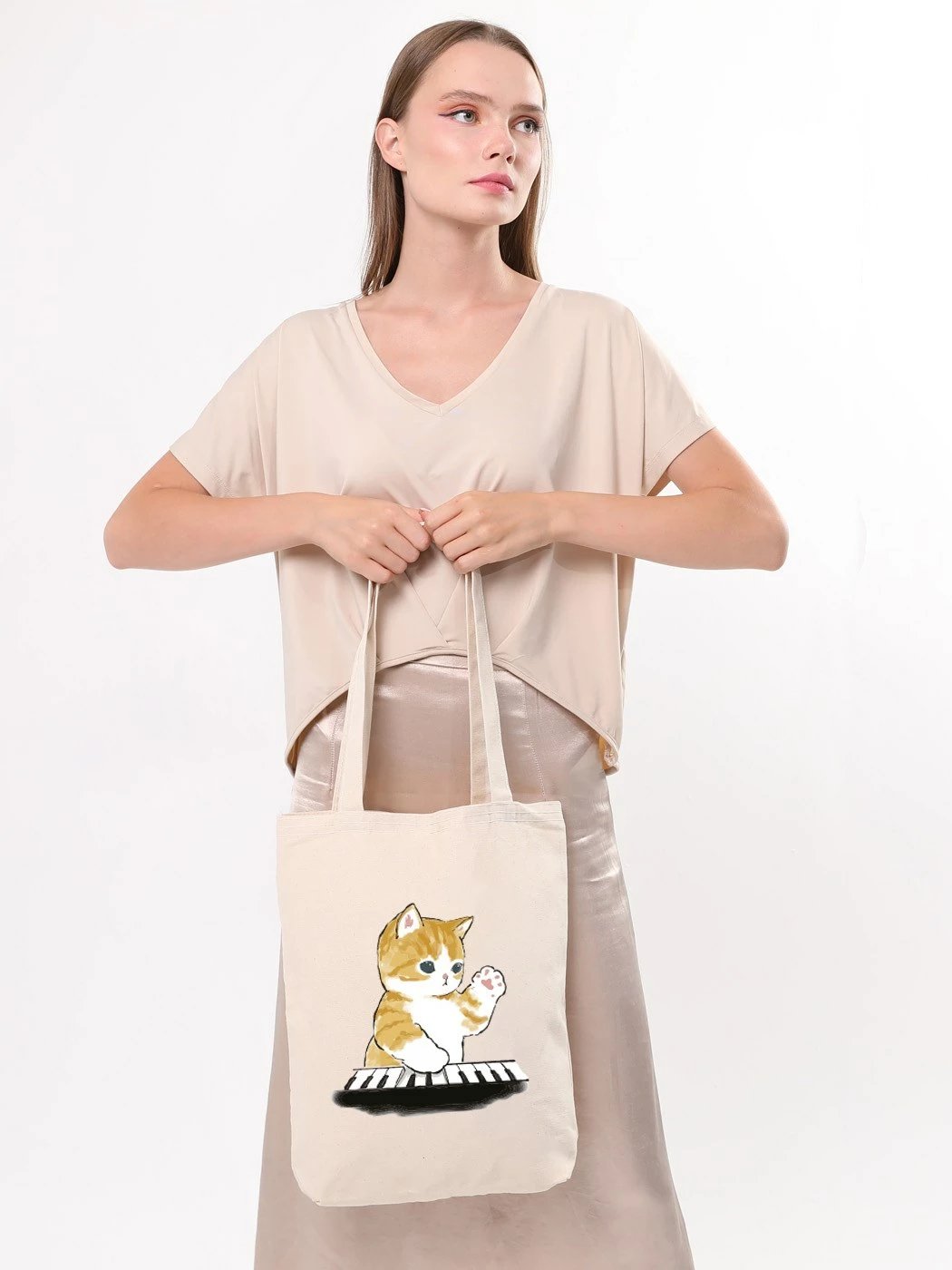 Qese tote Zoozie Bags, 1612, ngjyrë krem