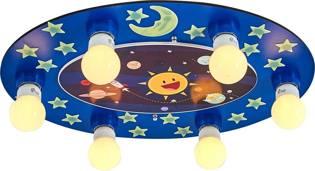 Llambë tavani për fëmijë, dizajn hapësinor, trup druri, ngjyrë kaltër, Opviq L1539