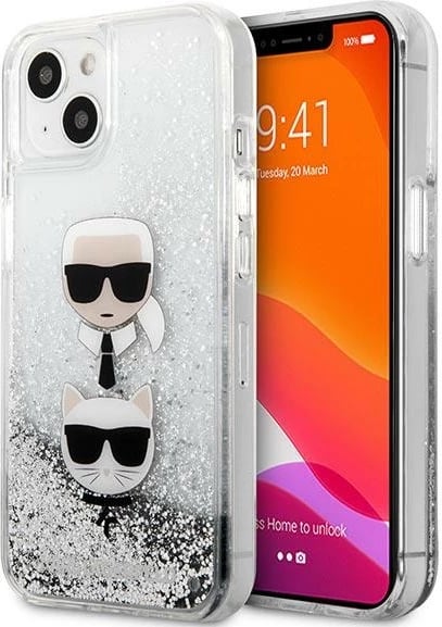 Mbështjellës Karl Lagerfeld KLHCP13SKICGLS për iPhone 13 mini, Hardcase, Silver