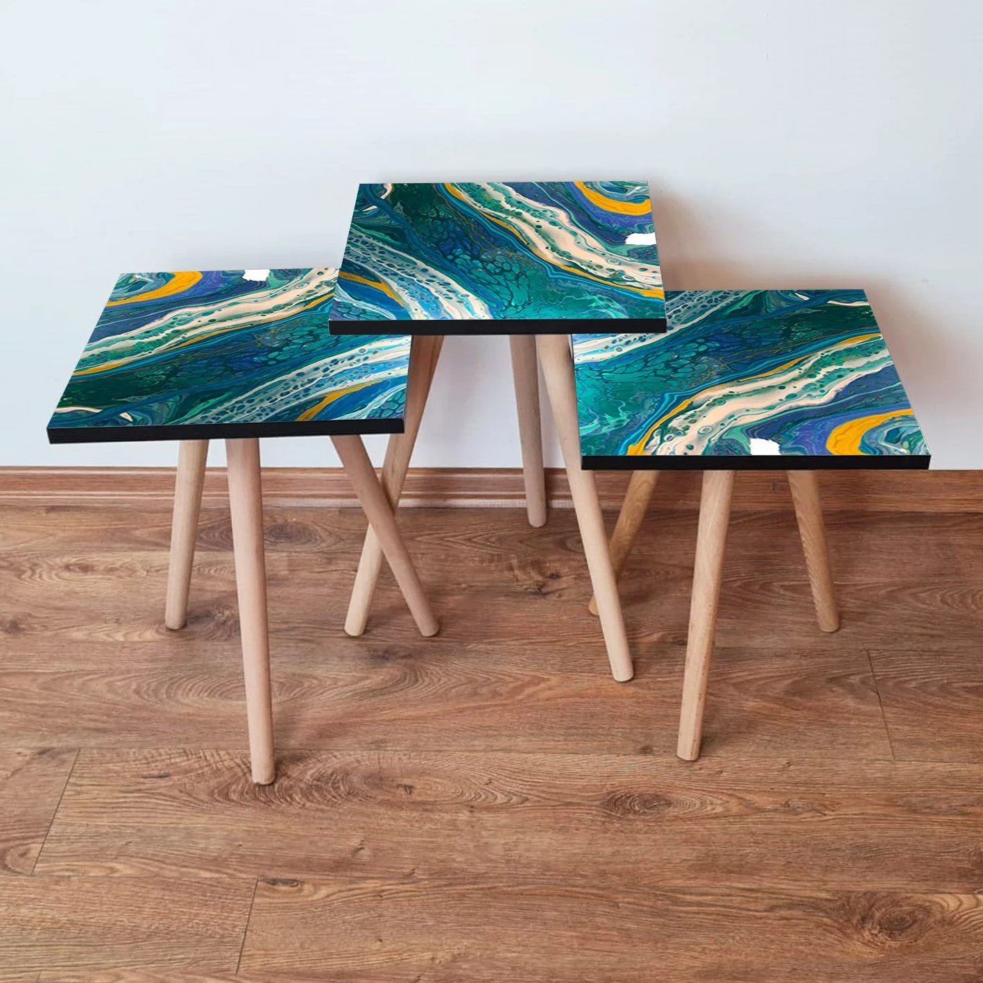 Set tavolinash ndihmëse, shumëngjyrëshe, Skye Decor, 3 copë, 3Shp287