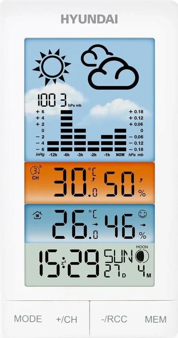 Stacion moti Hyundai HY-WS2050, ekran transparent, i bardhë