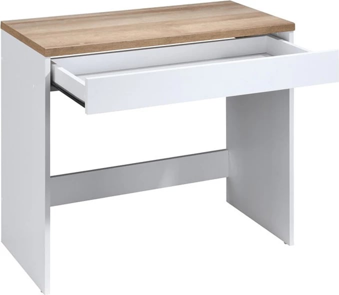 Tavolinë pune Practico, një sirtar, e bardhë/natyrale, 80x40x76cm