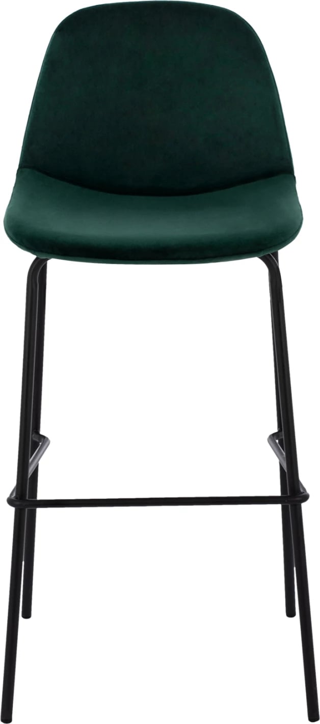 Karrige për bar VINCENT FH8579.13, kadife jeshile dhe kornizë metalike, 56.5x47x106 cm., set prej 4 copë