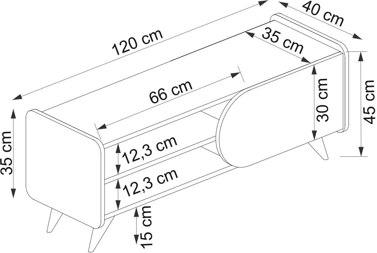 Komodë TV Hanah Home, Mindy Tv 120, ngjyrë safir dhe e bardhë