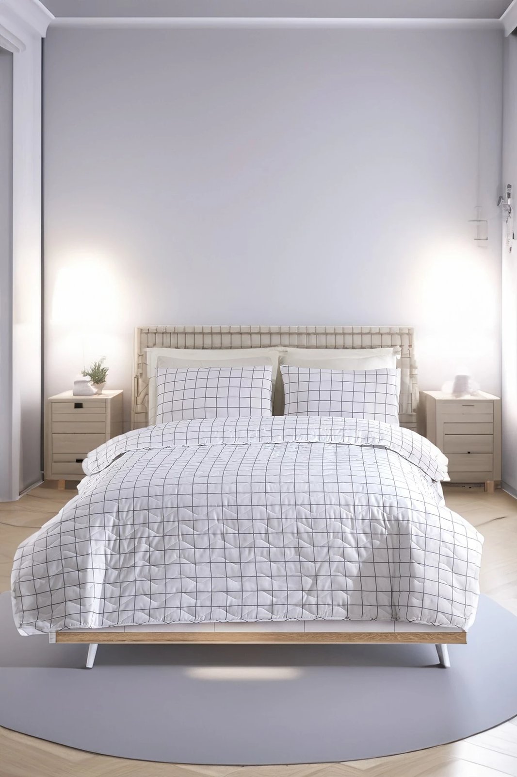 Përparëse krevati quilted King, gri dhe e bardhë, Artus, L'Essentiel Linge de Maison, 200x250cm