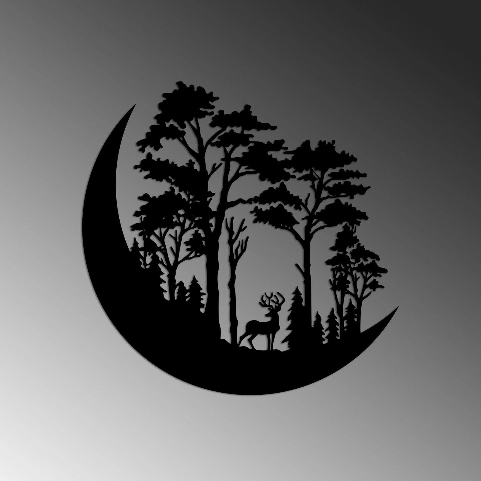 Aksesor dekorativ metalik për mur, Wallity, The Wild Nature 1 - M, ngjyrë e zezë, 50x50cm