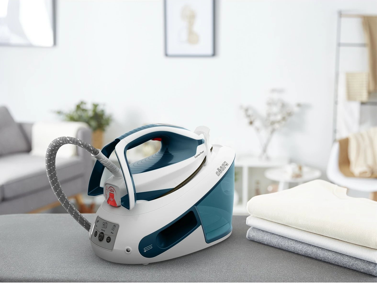 Hekur me avull Tefal Express Power SV8111, 1.8L, 6.2 bar, kaltër/bardhë