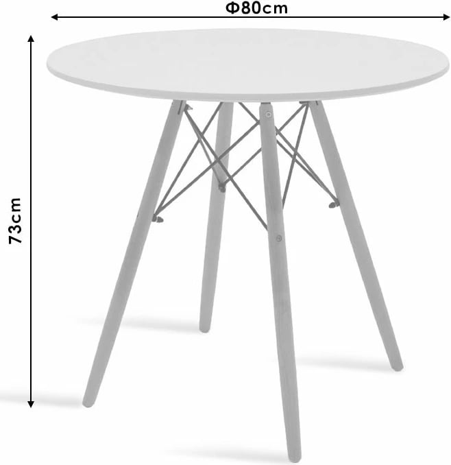 Set tavoline me karrige, ngjyrë gri/bardhë-natyrale, D80x73cm