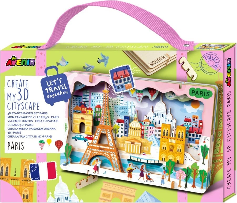 Puzzle 3D prej druri MG DYSTRYBUCJA Create a 3D City Landscape Paris, për fëmijë