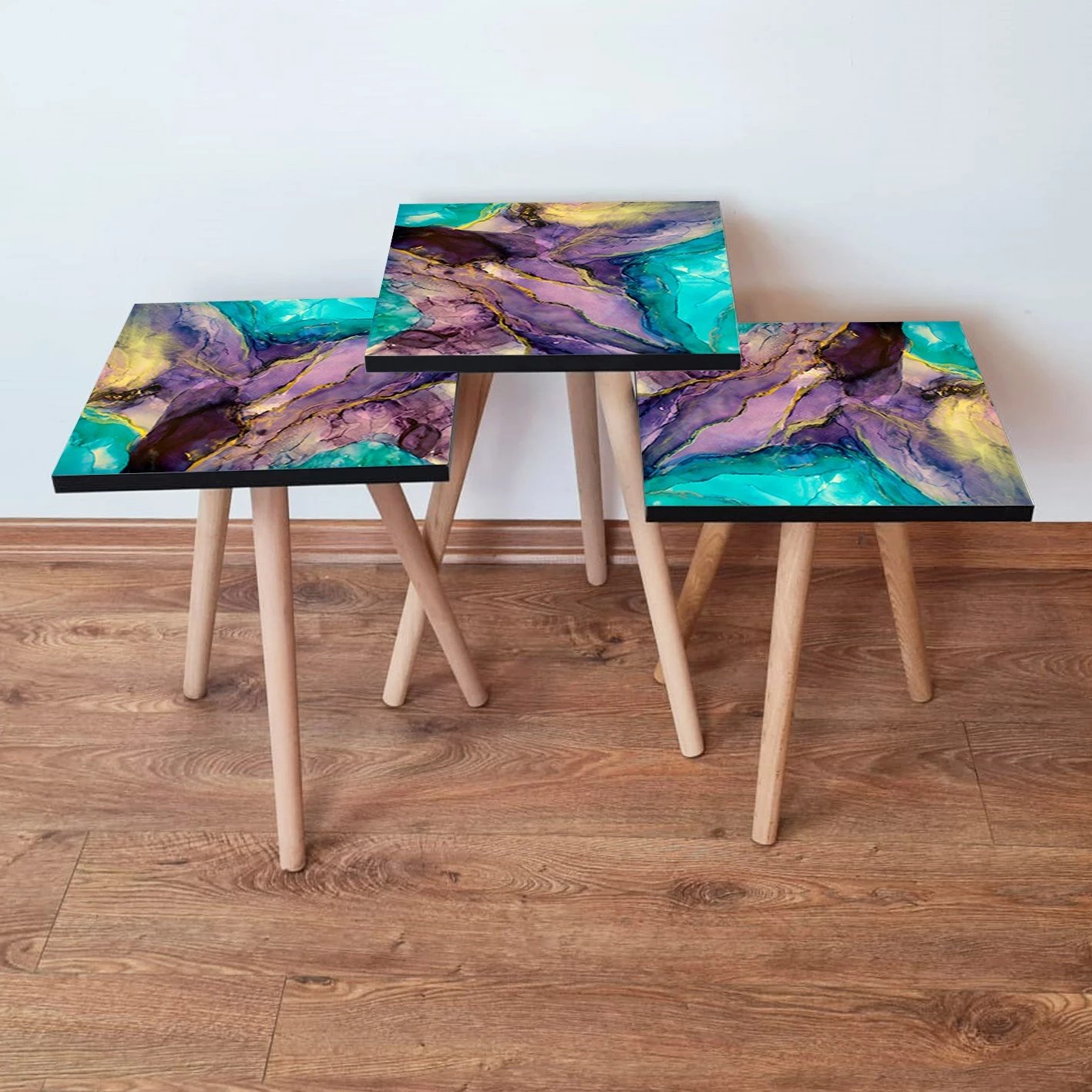 Set tavolinash të mbivendosshme (3 copë), Skye Decor, 3Shp282, shumëngjyrëshe