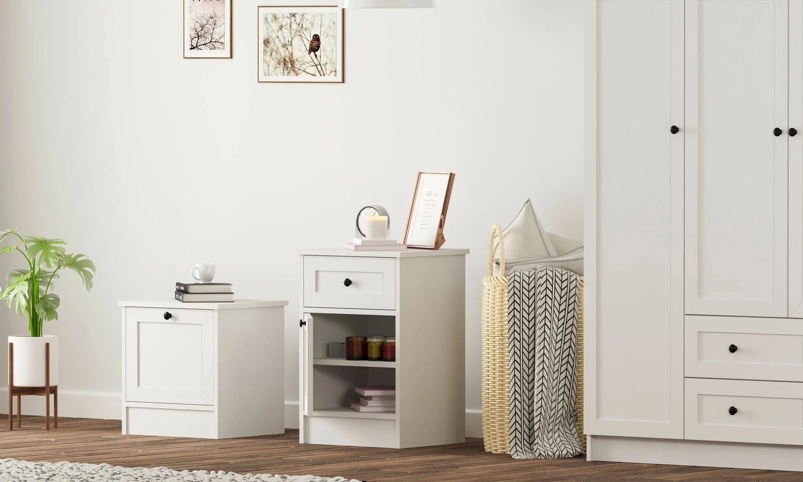 Komodinë nate Skye Decor, Rb-168-03, ngjyrë e bardhë mat