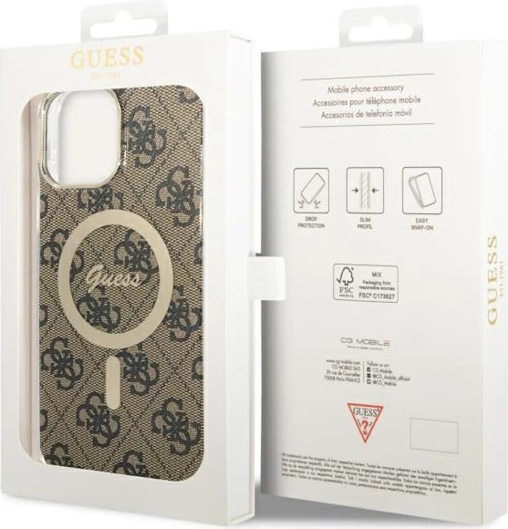 Mbështjellës Guess 4G MagSafe për iPhone 13 Pro Max 6.7", kafe