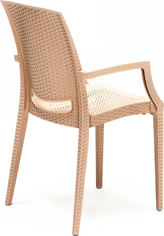 Tavolinë me karrige për terasë, 5 copë, Skye Decor, ratan, ngjyrë kapuçino, 80x80cm