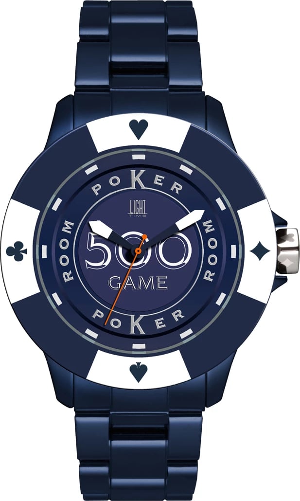 Orë dore LIGHT TIME Poker për meshkuj, kaltër/bardhë
