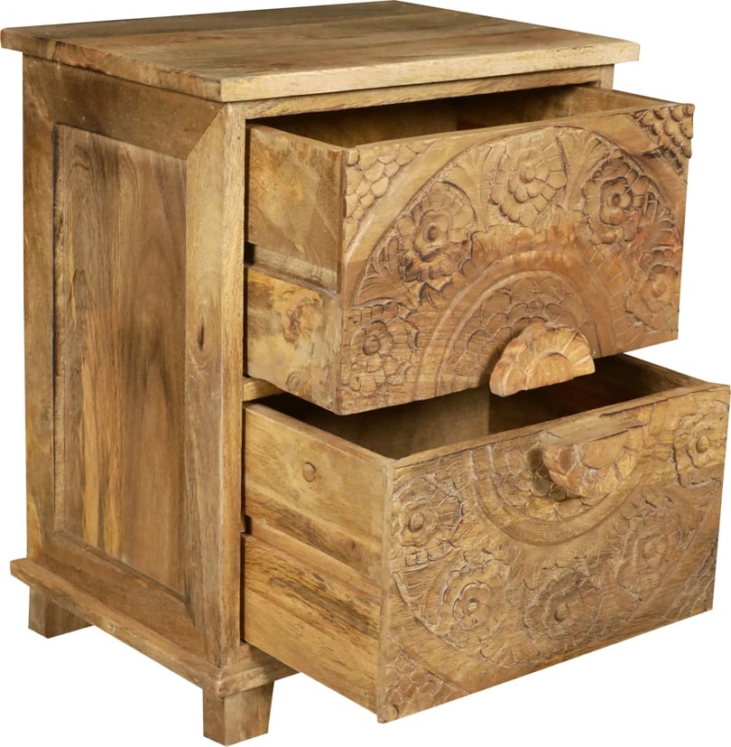 Komodinë Bali, dru mango natyral, 40x32x51cm