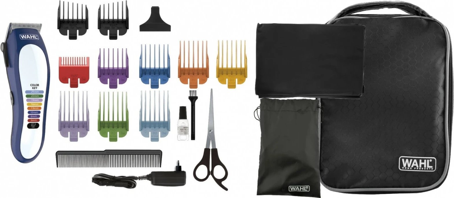 Makinë rroje flokësh Wahl Color Pro Lithium 79600-3716, Blu e bardhë, set aksesorësh