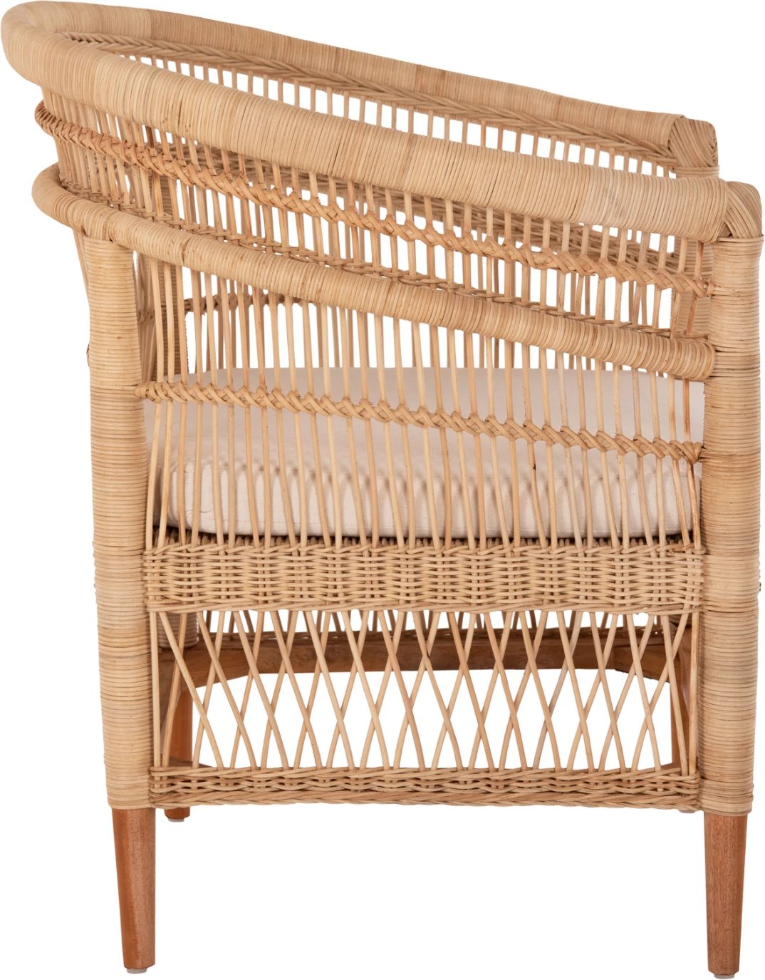 Karrige Malawi, dru mahogany-rattan-jastëk i bardhë, FH9635.04, 80x70x86 cm