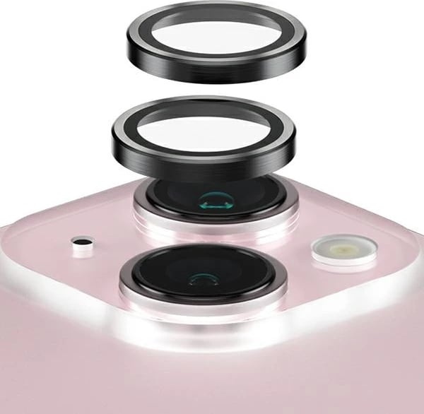 Mbrojtës kamerë PanzerGlass Hoops për iPhone 15/15 Plus, kornizë e zezë