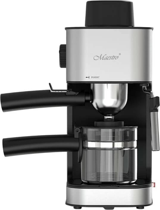 Aparat kafeje presion, Feel-Maestro MR-411, 800W, 3.5 bar, rezervuar 240 ml, shkumëzues qumështi, ngrohës filxhanësh, zi/argjendtë