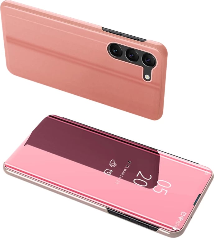 Mbështjellës Hurtel Clear View Case për Samsung Galaxy S23, me kapak, Rozë