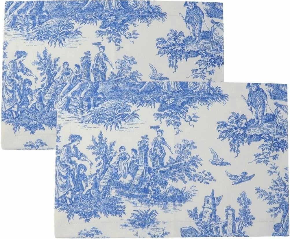 Set mbrojtës tavoline (2 copë), ngjyrë kaltër dhe e bardhë, BST053