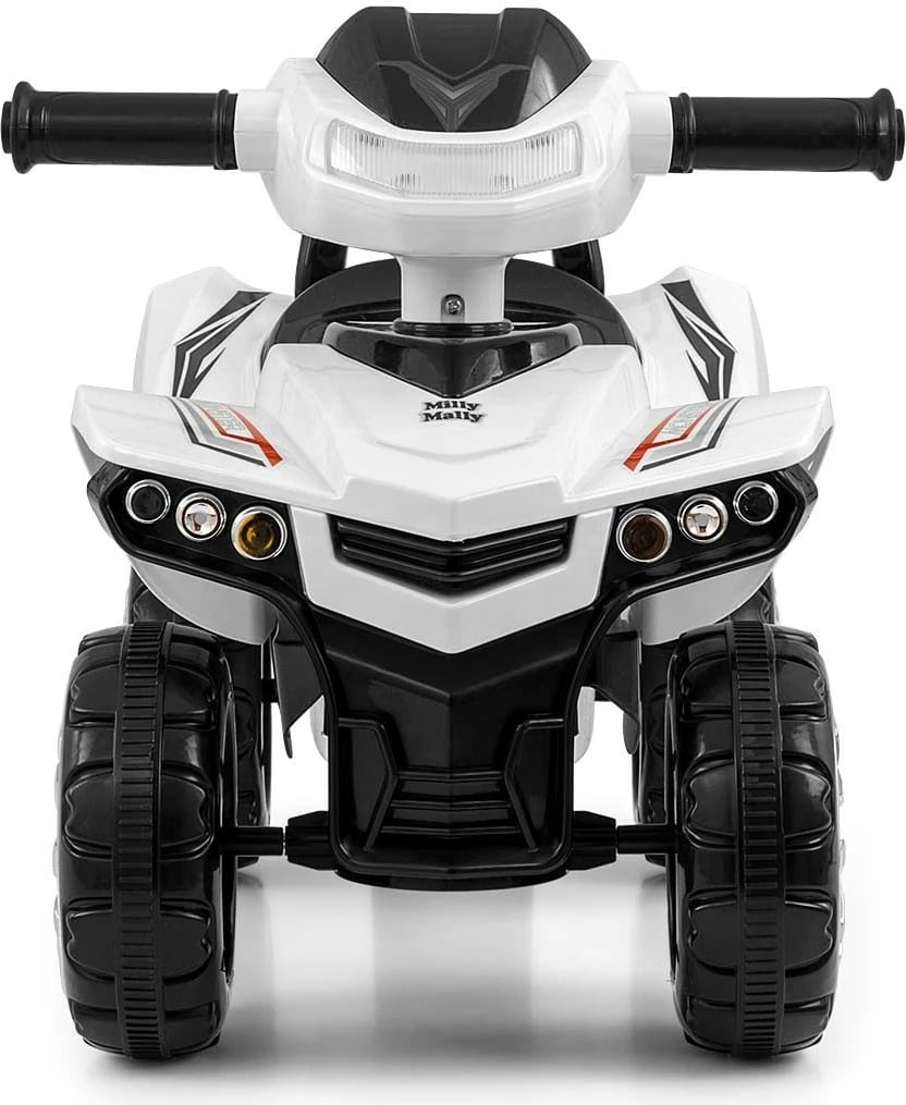 quad shtytës fëmijësh, Milly Mally Monster 5694, 4 rrota, panel muzikor me bateri, depo nën sedilje, deri 25 kg, e bardhë
