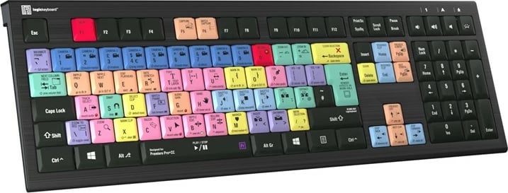 Tastierë LogicKeyboard Astra 2 UK për Adobe Premiere Pro CC, PC, me taste të ngjyrosura