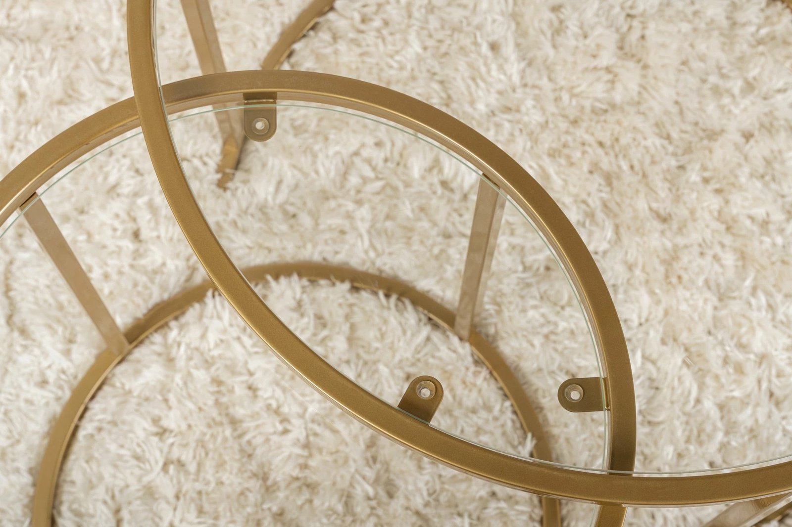 Set tavolinash kafeje Nordure, Aurum - 60, 42 - ngjyrë ari, xham transparent