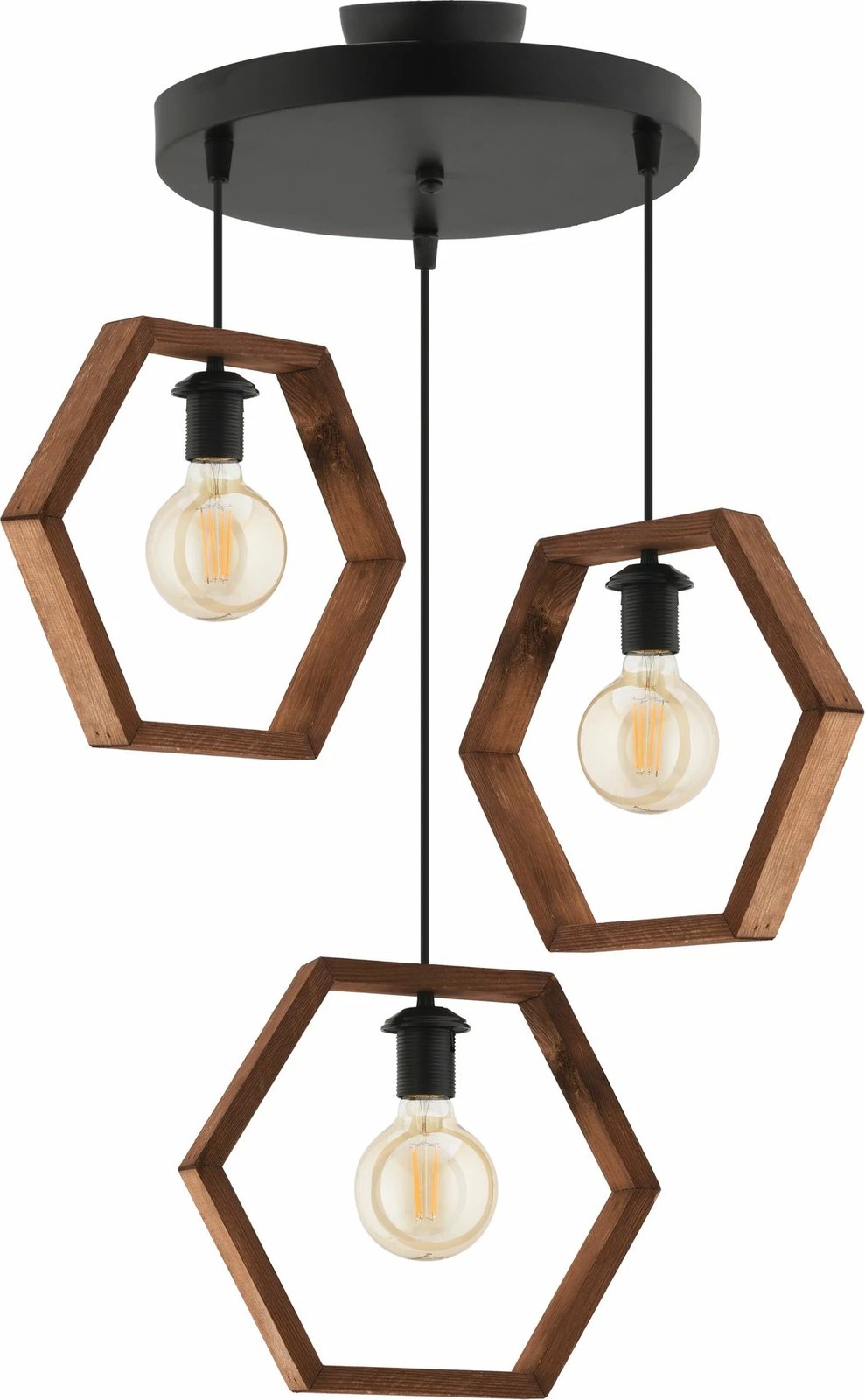 Llambë tavani Opviq, Hexagon Triple Dark B, metal dhe dru, kafe & e zezë
