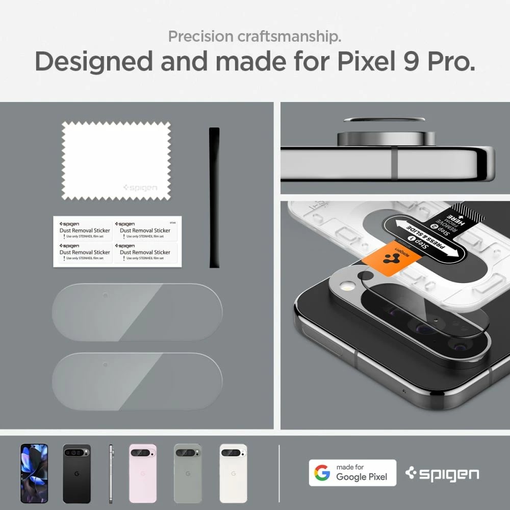 Mbrojtës xhami për kamerë Spigen Optik.tR Ez Fit, për Google Pixel 9 Pro, 2 copë