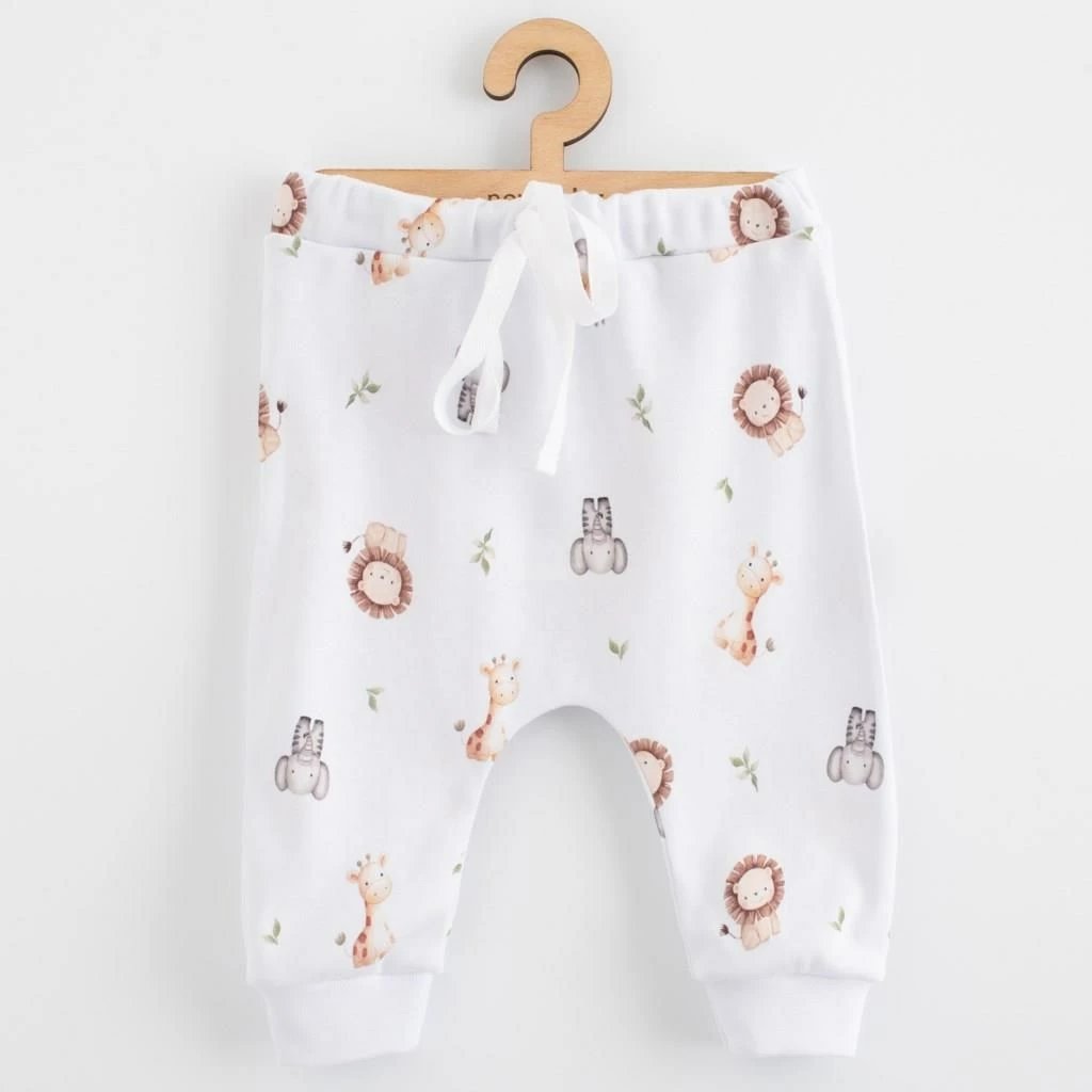 Pantallona jogger bebe, NEW BABY, For Babies Safari, 100% pambuk, madhësia 62 (3-6m), kafe