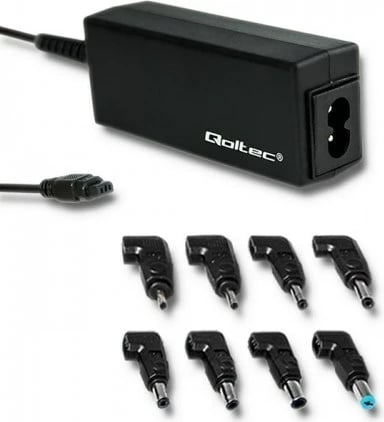 Karikues universal Qoltec 51527 për laptopë, me 8 konektorë, zi