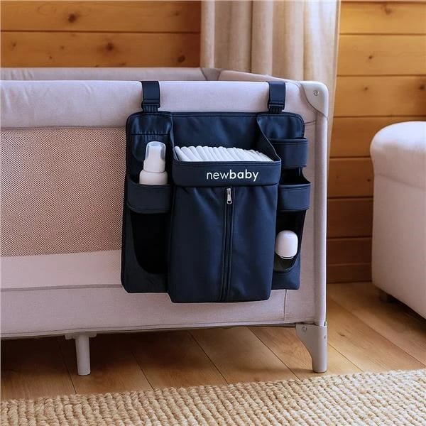 Organizues për krevat, New Baby Maxi, me shumë xhepa 58x50 cm, poliester, blu