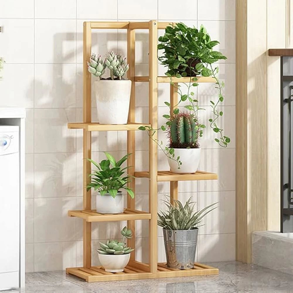 Kolonë lulesh Bamboo Nextdeco me 7 ndarje, H142x40x20cm