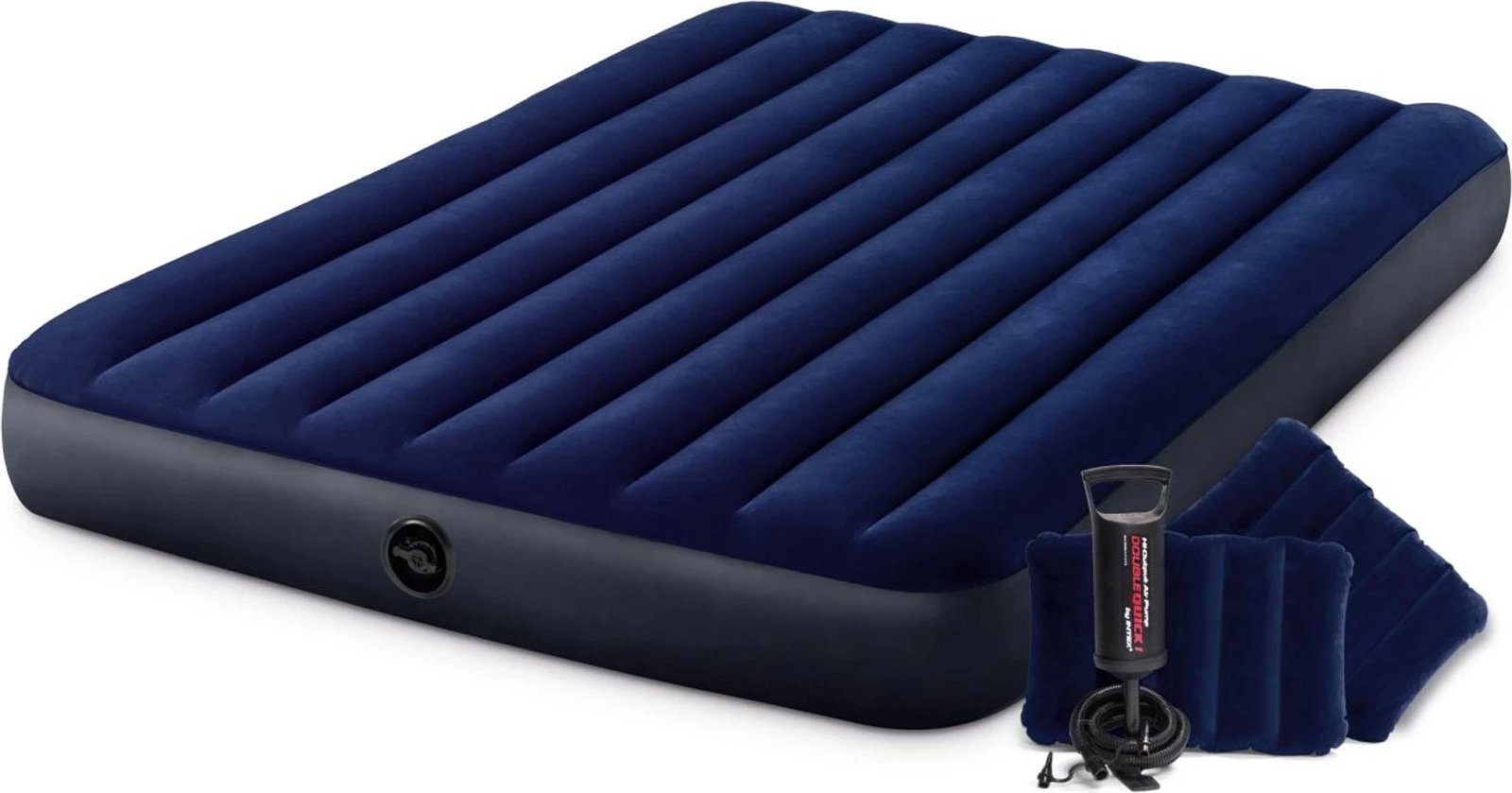Dyshek ajri Intex DuraBeam Classic Downy Queen, Blu, me 2 jastëkë