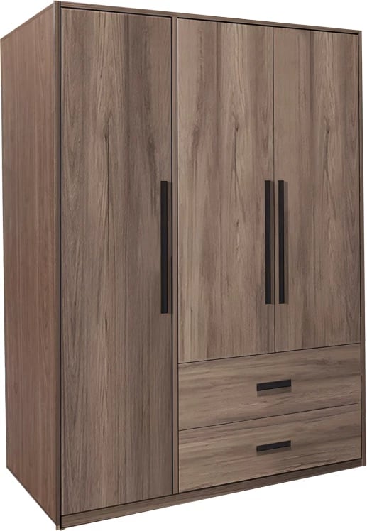 Dollap me 3 dyer Edritte me sirtarë, ngjyrë arre e çelët, 120x52x195cm