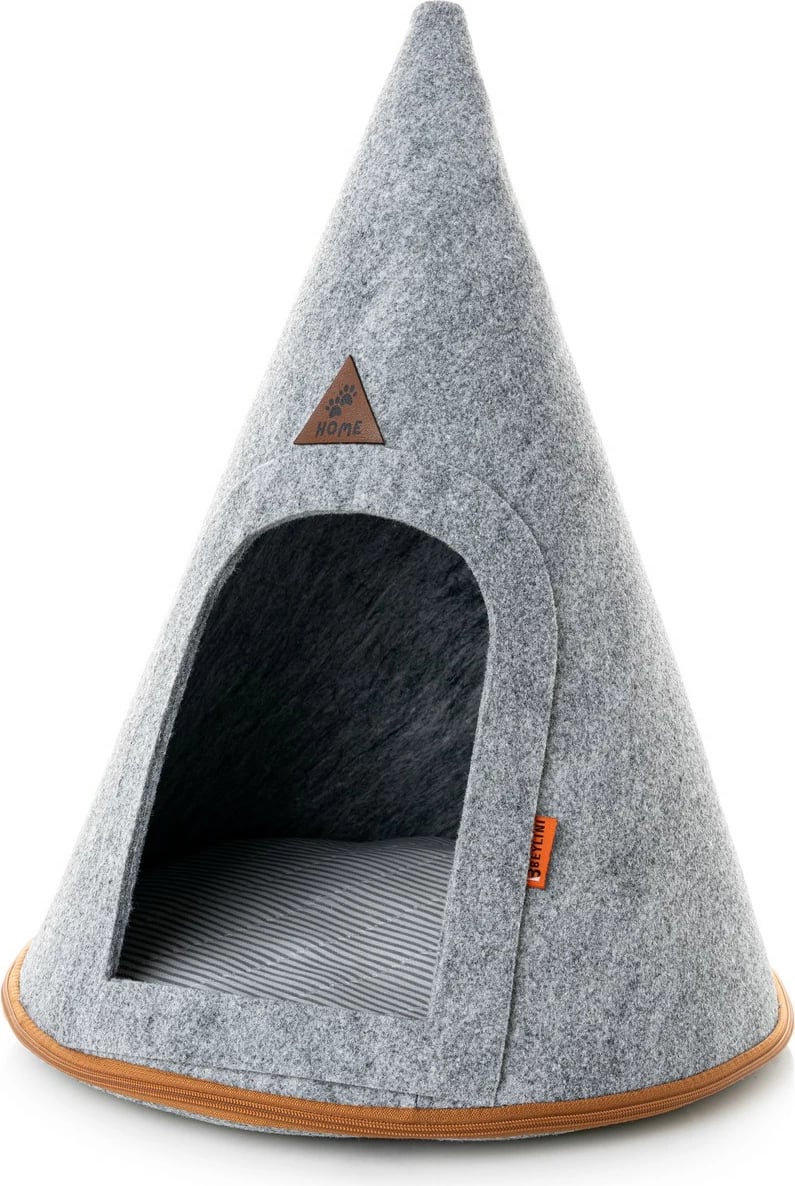 Shtrat për mace prej ndjese, ngjyrë gri, Paws & Whiskers, CATHOMEL, 50x50x60cm