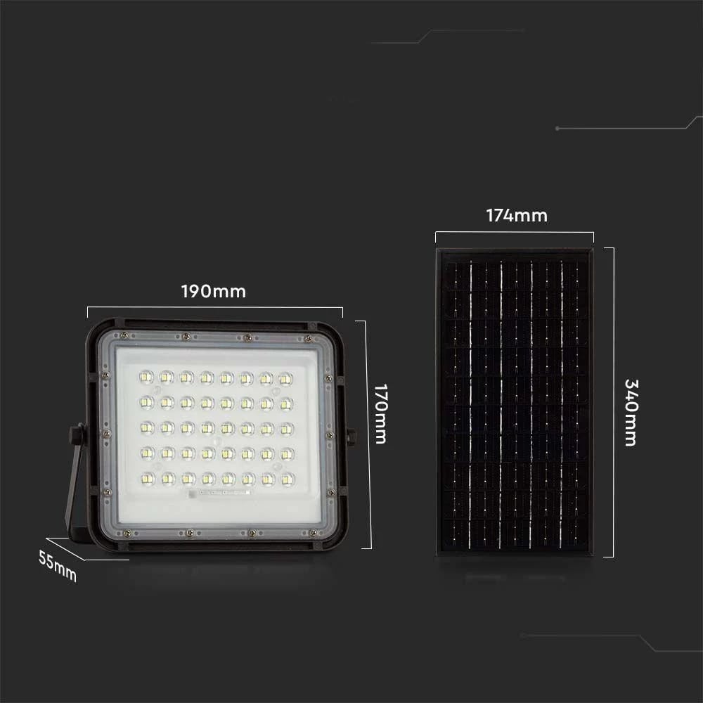 Projektor LED solar V-TAC 10W, me telekomandë, IP65, i zi