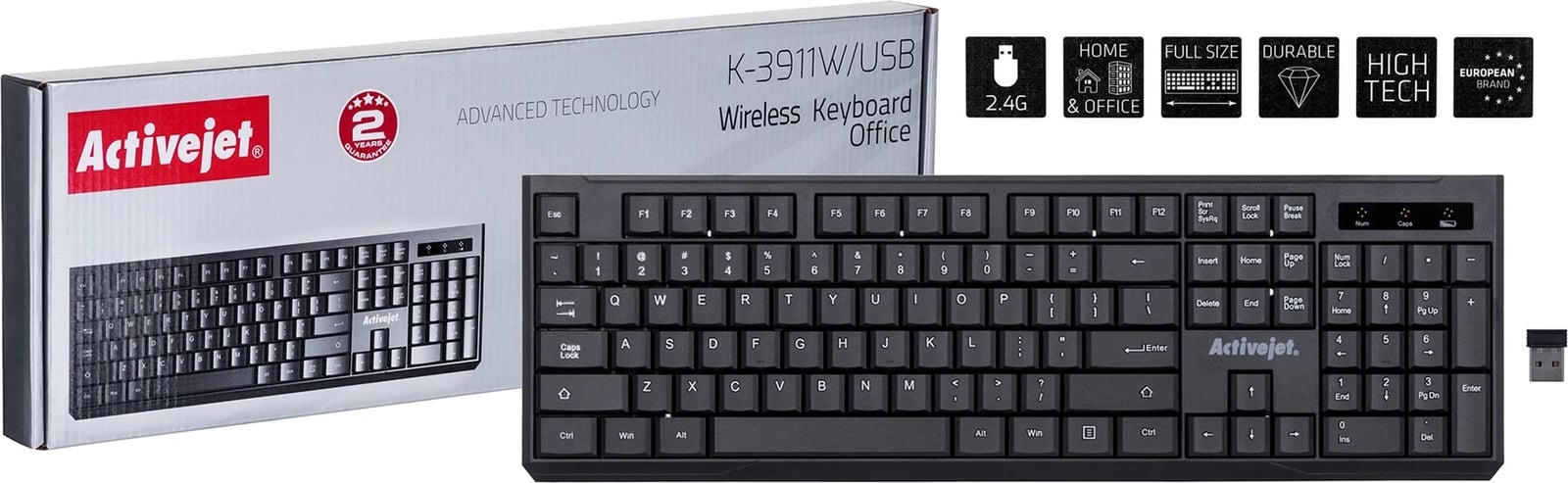 Tastierë wireless Activejet K-3911W, e zezë 