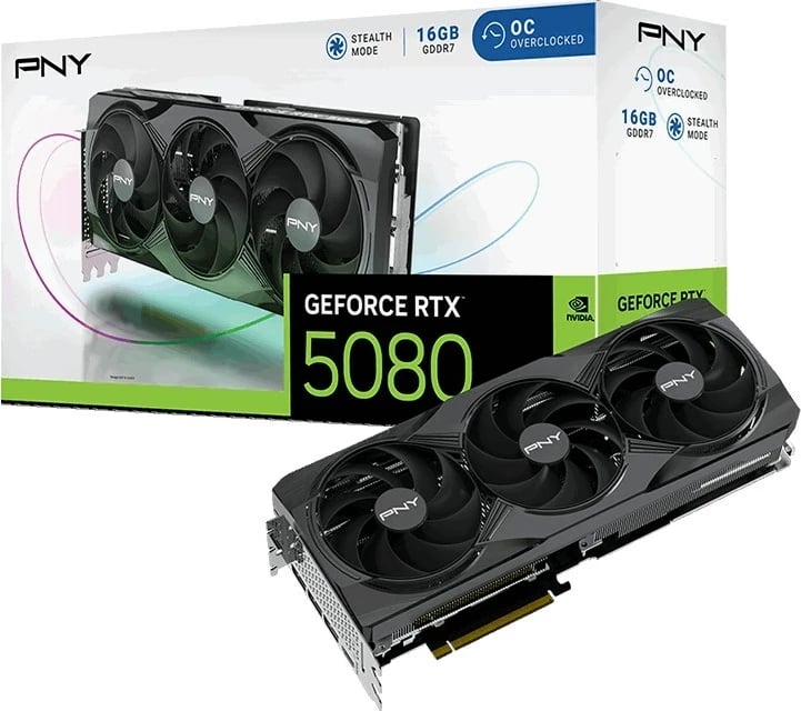 Kartelë grafike PNY GeForce RTX 5080, 16 GB GDDR7, e zezë
