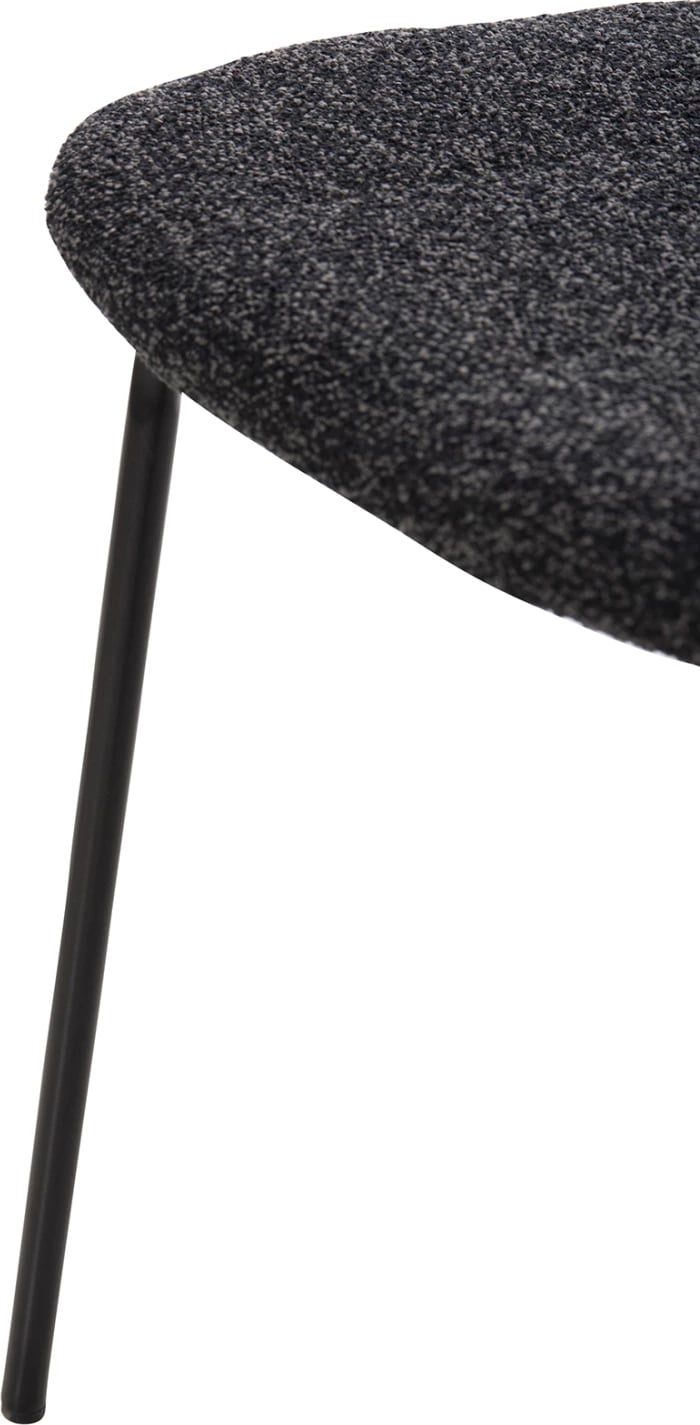 Karrige ngrënieje DORY, kornizë metalike e zezë, pëlhurë gri e errët, 48,5x61x76H cm., set prej 4 copash