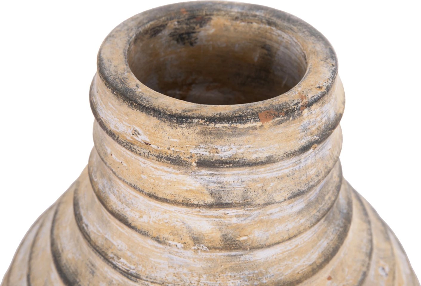 Vazo dekorative tavoline, terrakotë, ngjyrë bezhë e furçuar, VERMO FH4401, 27x30cm