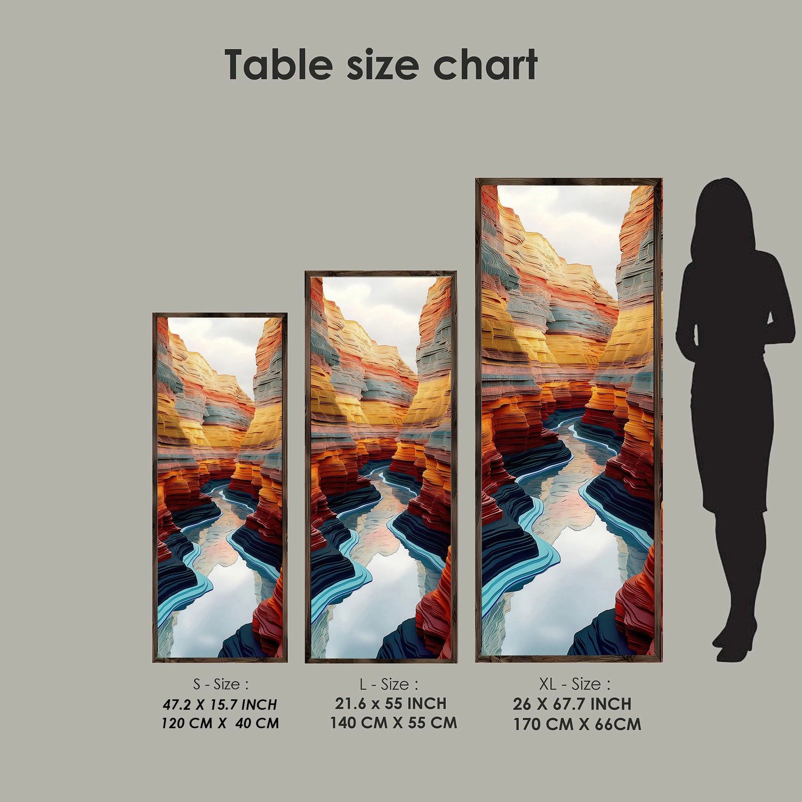 Pikturë dekorative me kornizë, MDF, Wallity, LONG008-S/120-40, shumëngjyrëshe, 40x120cm