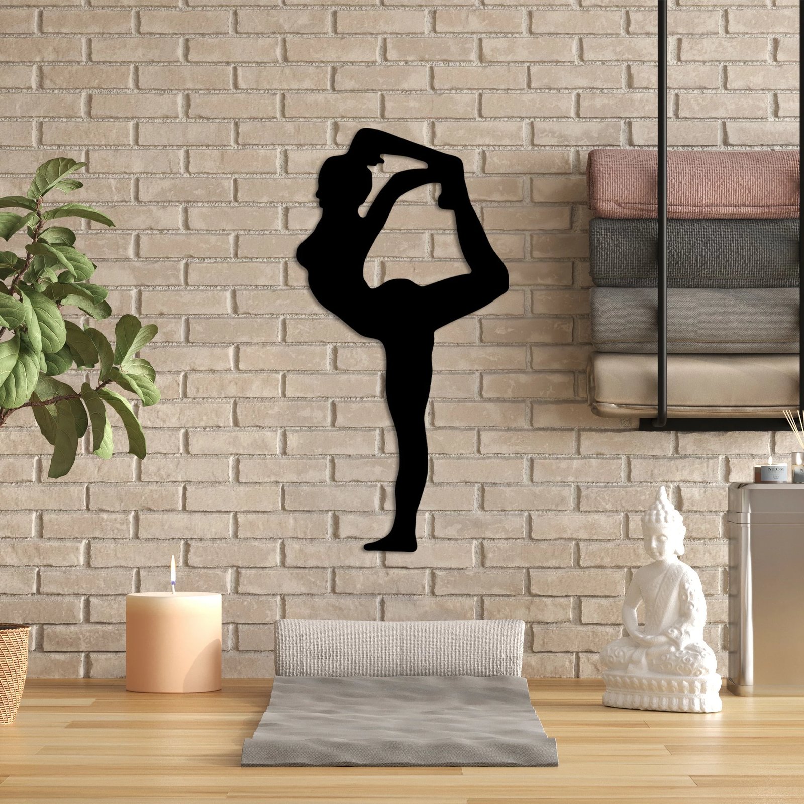 Aksesor dekorativ metalik për mur, Wallity Yoga 18, ngjyrë e zezë, 30x60cm