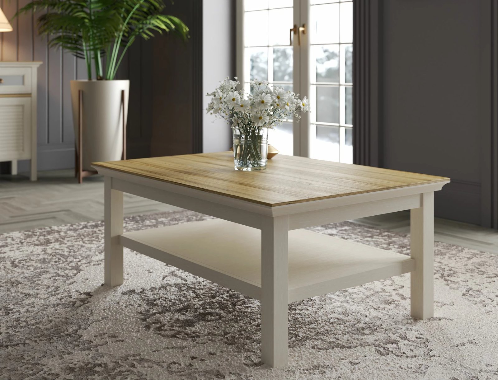 Tavolinë kafeje Skye Decor, FRN-21024, krem, lis, gri