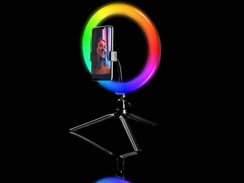 Ring Light Tracer TRAOSW46807 me tripod, 26 cm, RGB, me telekomandë, e zezë