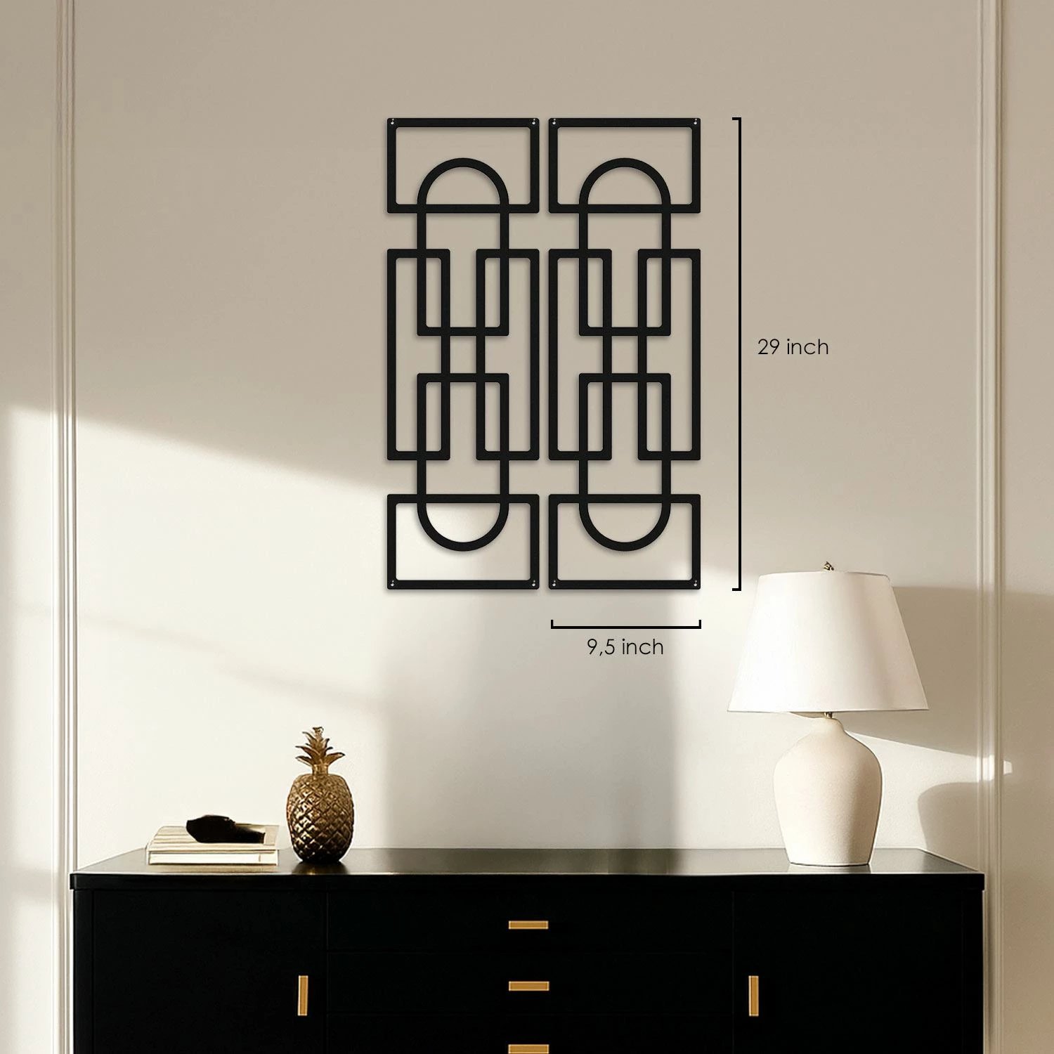 Set dekorativ metalik për mur, 2 copë, ngjyrë e zezë, Echo Forms, Wallity, APT837