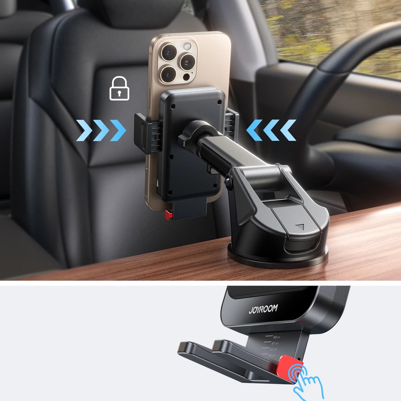 Mbajtës makine Joyroom JR-ZS241S me karikim wireless, për panel, i zi Mbajtës makine Joyroom JR-ZS241S me karikim wireless, për panel, i zi